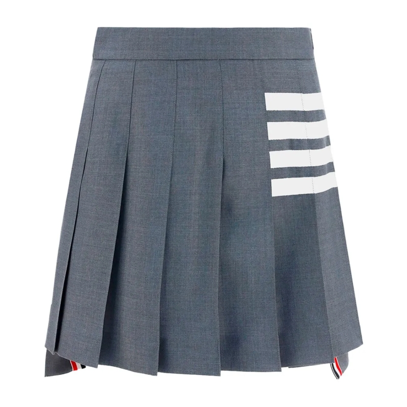 Thom Browne Minirock Structured Pleated Skirt With Bold Stripe Accents Grey