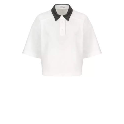 Brunello Cucinelli White Cucinelli Cotton Cropped Polo Shirt White 