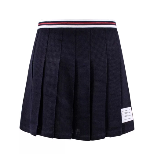 Thom Browne Pleated Cotton Skirt Blue 