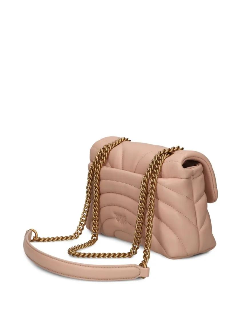 pinko Hobo bags Quilted Bag With Circular Clasp And Chain Strap in roze