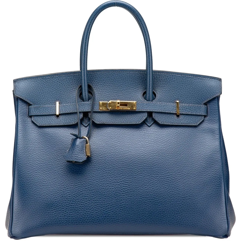Hermès Tote Togo Birkin Retourne 35 blau