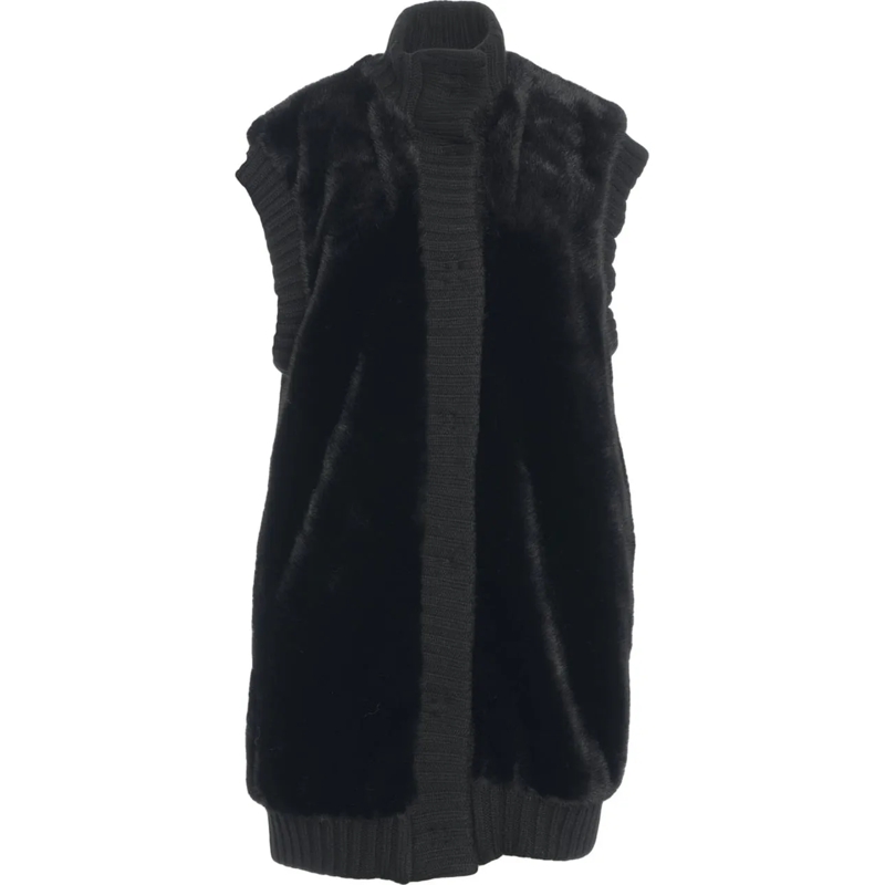 Pinko  Faux fur vest 'Genovese' schwarz
