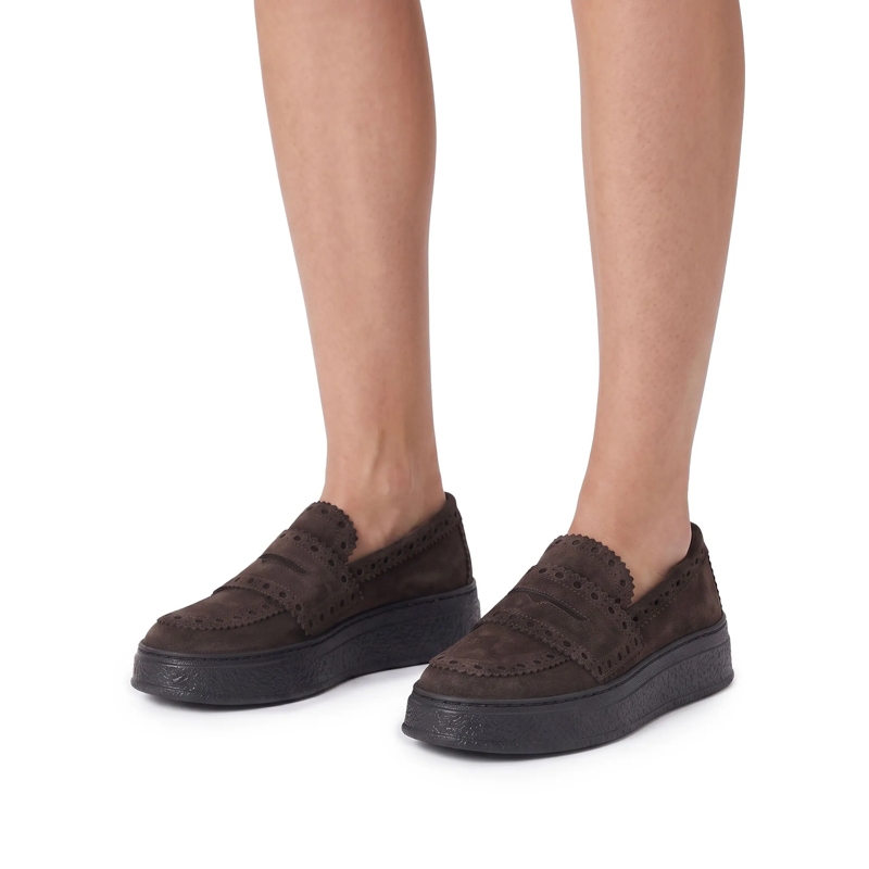 Agl Schnürschuhe Loafer Giuly aus Veloursleder braun(Image 2)