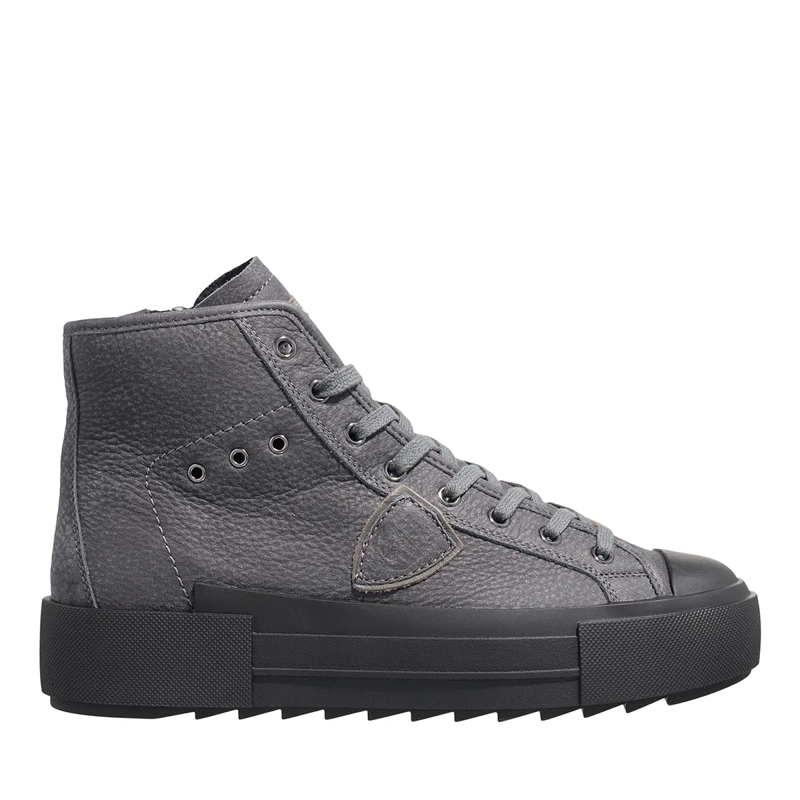 Philippe Model High-Top-Sneaker Paris Haute Mid Woman Nubuck Givre' Fur_Anthracite