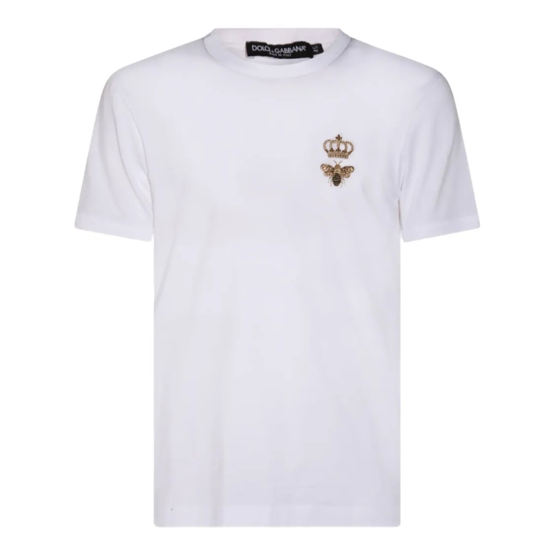 Dolce&Gabbana T-Shirt Classic White Short-Sleeve T-Shirt With Embroidere White
