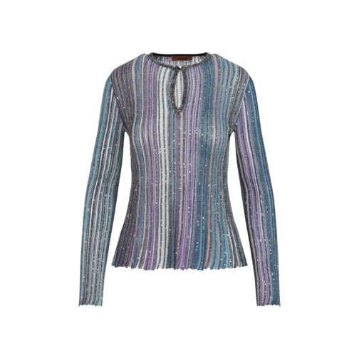 Missoni Pullover Blue Viscose Sweater Multicolor