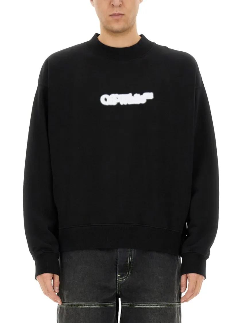 Thumbnail - Off-White - Relaxed-Fit Black Sweatshirt With Contrasting Logo - Größe M - schwarz