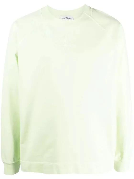 Stone Island - Logo-Embroidered Fluorescent Green Cotton Sweatshi - Größe S - green