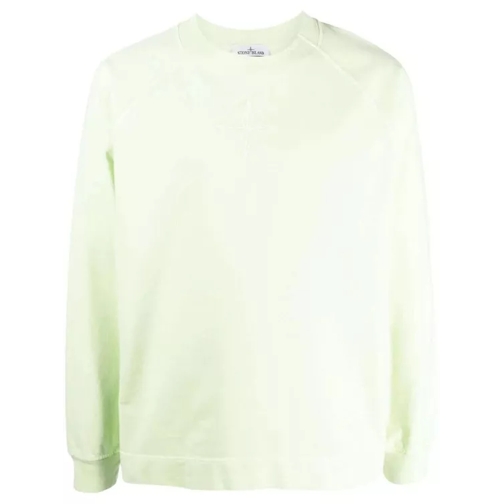 Stone Island  Logo-Embroidered Fluorescent Green Cotton Sweatshi Green