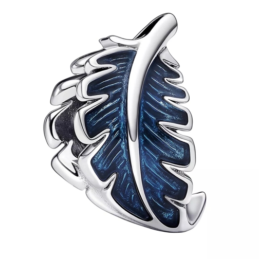 Pandora Feather sterling silver charm with enamel Blue Ciondolo