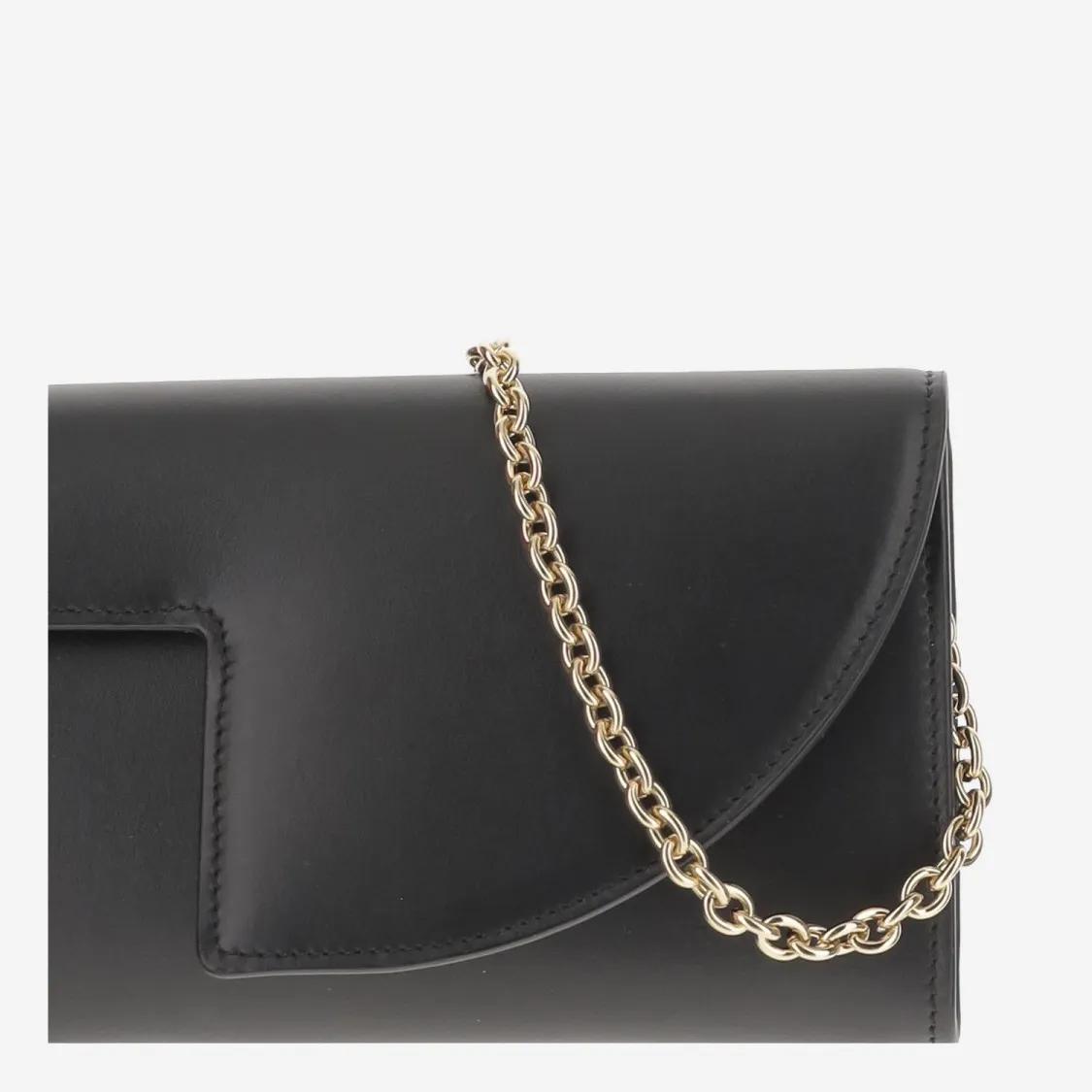 Patou Clutches Rectangular Leather Clutch Bag in grijs