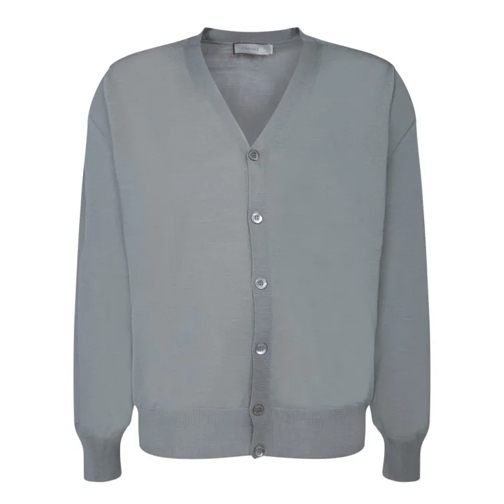 Canali Light Grey V-Neck Cardigan Grey 