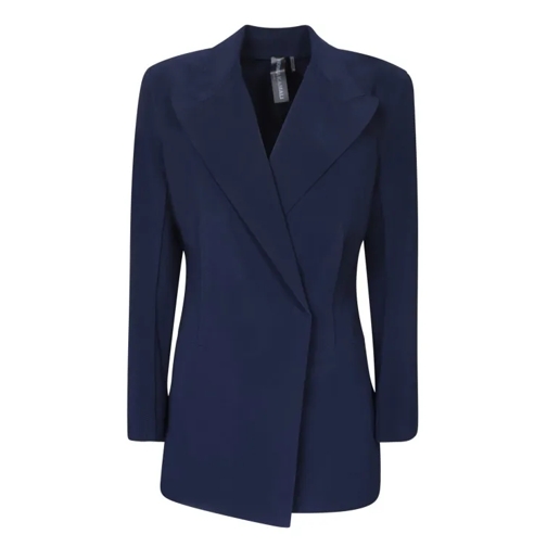 Norma Kamali Double-Breasted Tailored Jacket Blue 