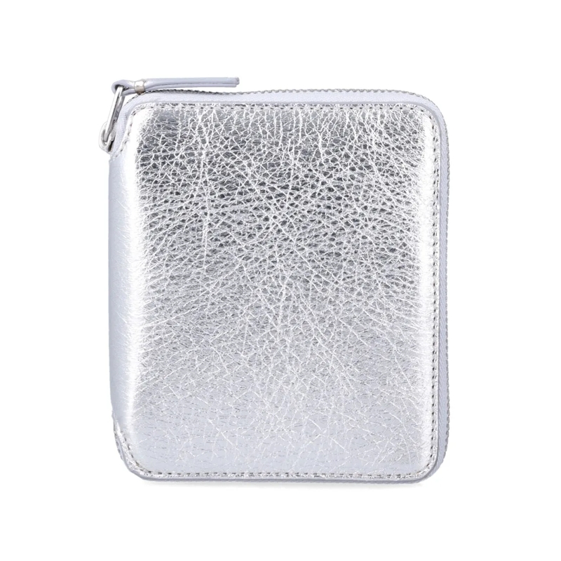 Comme des Garcons Geldbörse Textured Metallic Leather Zip-Around Wallet White