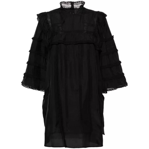 Isabel Marant Black Lace Panels Mini Dress Black 