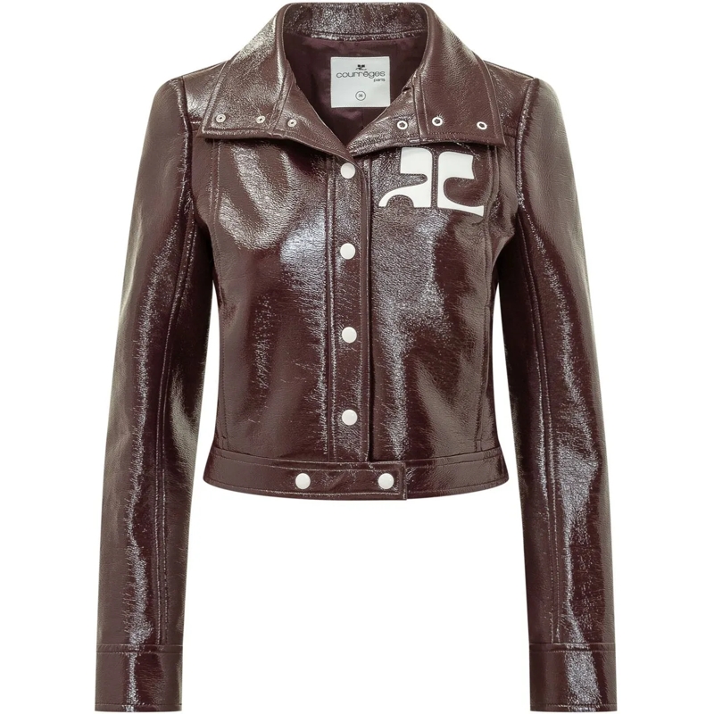 Courrèges Übergangsjacke Giacca Cropped Lucida con Logo braun