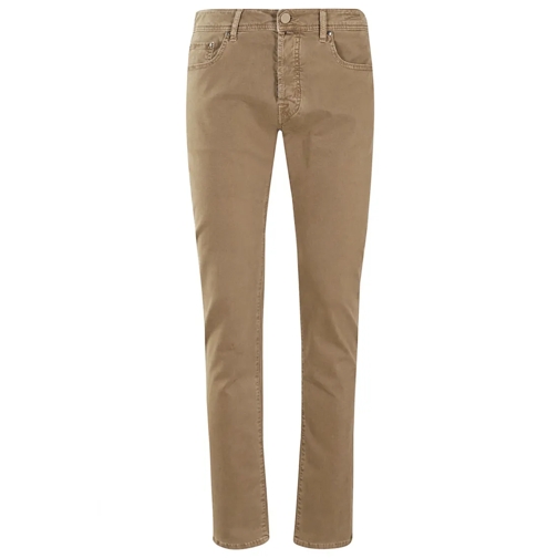 Jacob Cohen Jeans Stretch Gabardine Trousers With Elegant Detailing Brown
