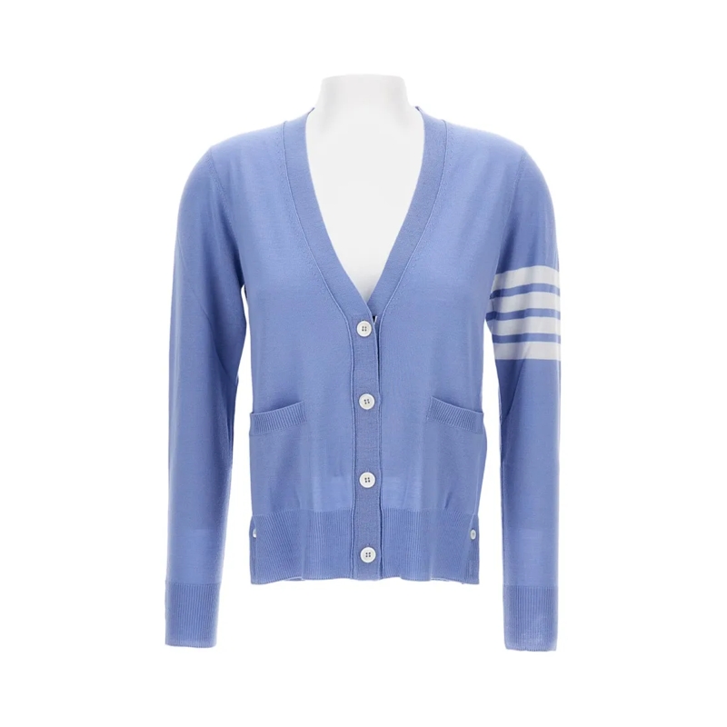 Thom Browne Vest Cardigan V Neck Light Merino Wool Blue