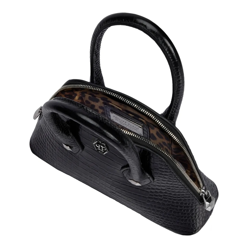 Philipp Plein Crossbody Bag Henkel Tasche Cocco Crocco Geprägt schwarz(Image 3)