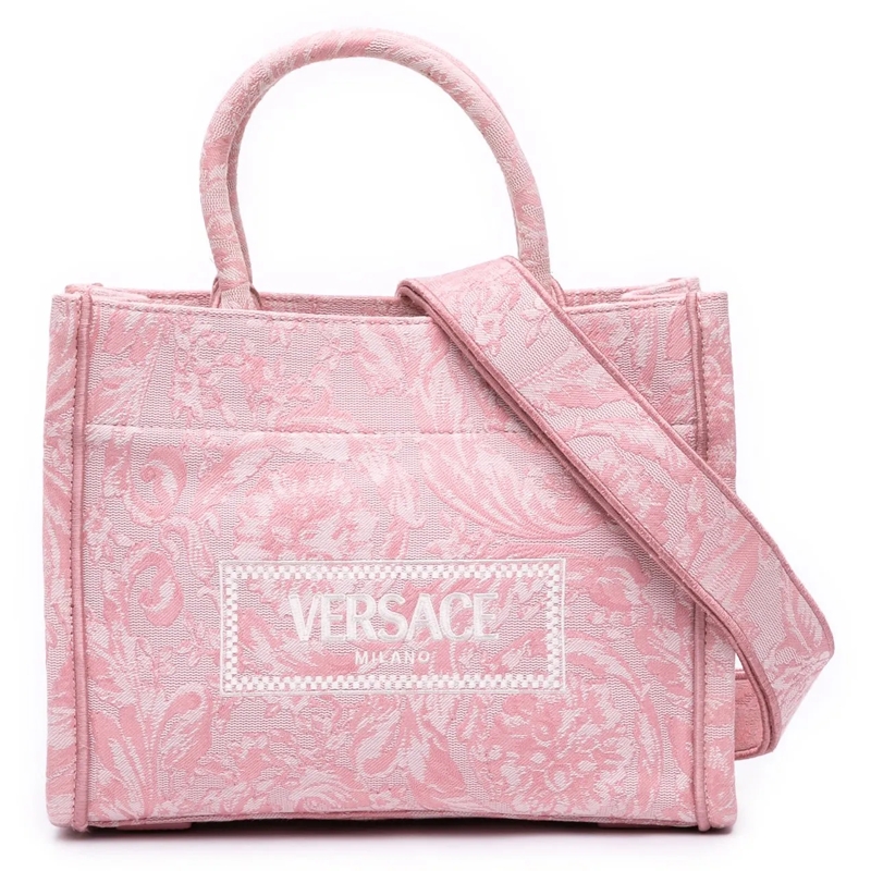 Versace Schultertasche Small Canvas Barocco Athena Tote rose