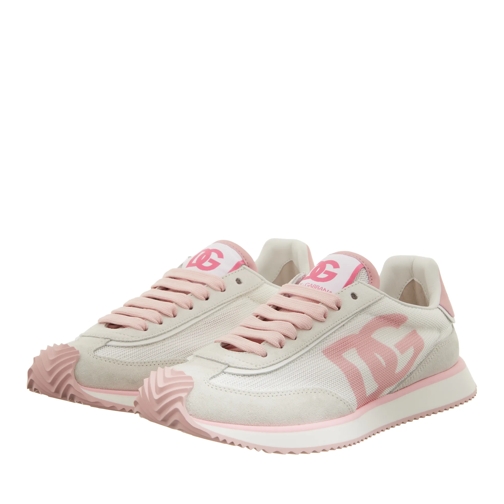 Dolce&Gabbana Low Air Fastening, Dg Logo On The Side Bianco Rosa låg sneaker