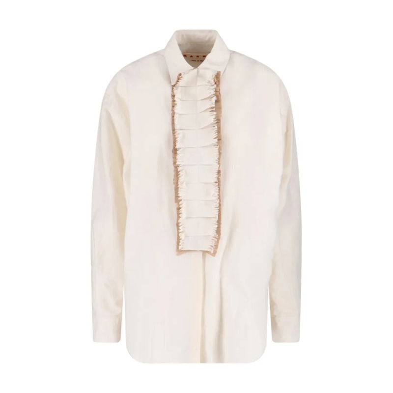 Marni Overhemd Ruffle Shirt – Cream Neutrals
