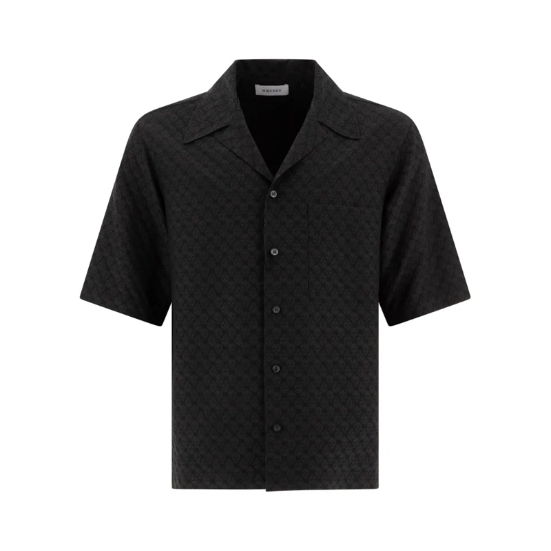 Alexander McQueen Overhemd Viscose Shirt With Subtle Skull Pattern Black