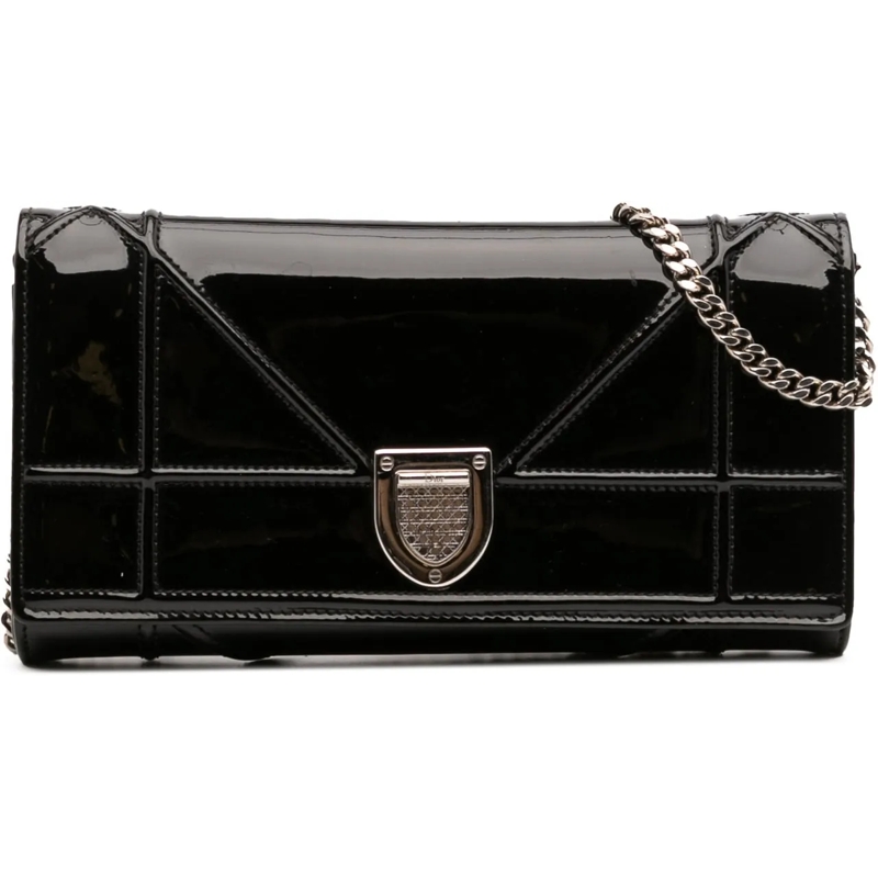 Christian Dior Schultertasche Patent Diorama Croisiere Wallet On Chain schwarz