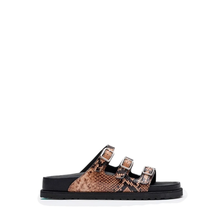サンダル・ミュール Birkenstock Florida Snake Leather Sandals With Adjustable Birkenstock Florida Snake Leather Sandals With Adjustable
