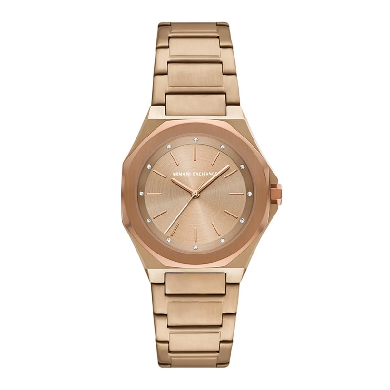 Armani Exchange Quarzuhr Uhr Beige, Gold farbend