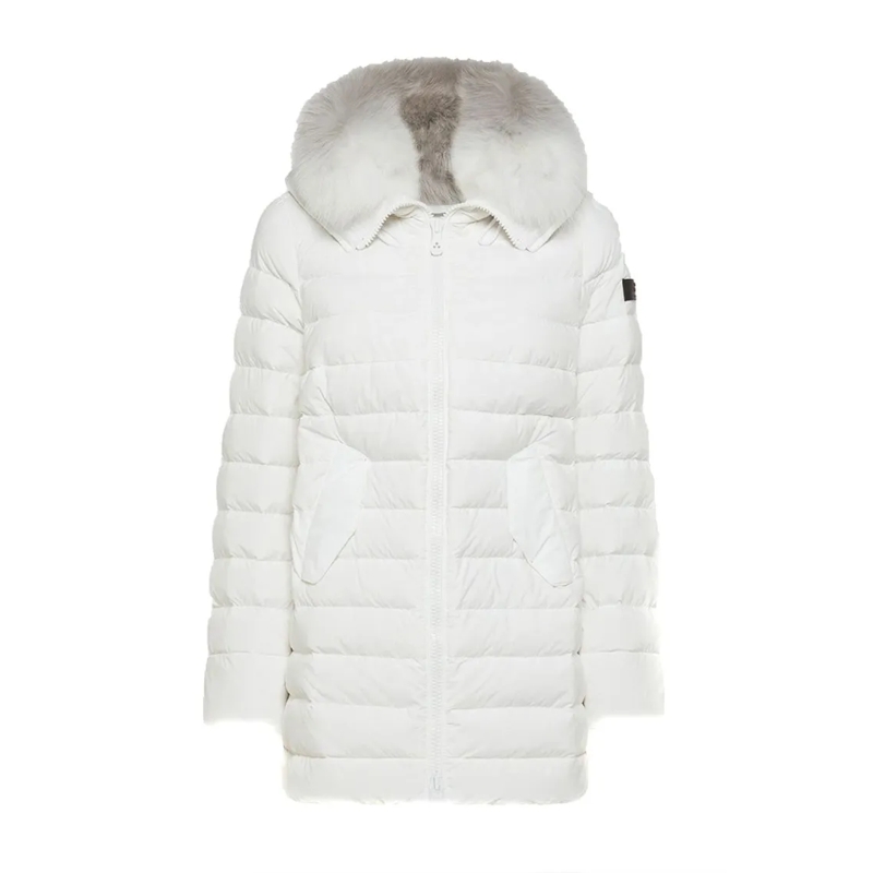 Peuterey  Quilted Down Jacket With Faux Fur Hood White