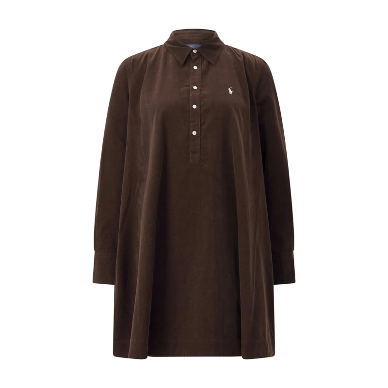 Polo Ralph Lauren Robe longue Blusenkleid aus Baumwolle braun