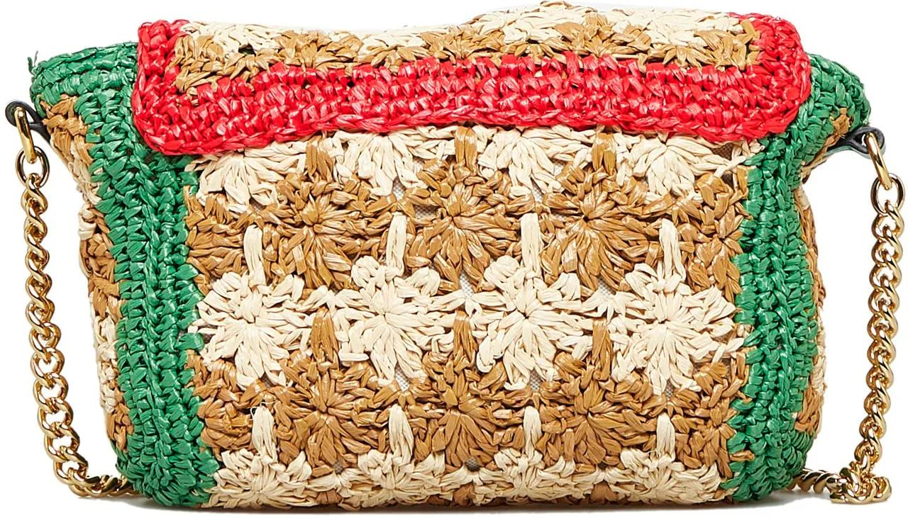 Gucci Shoppers Small Raffia GG Marmont Crossbody in bruin
