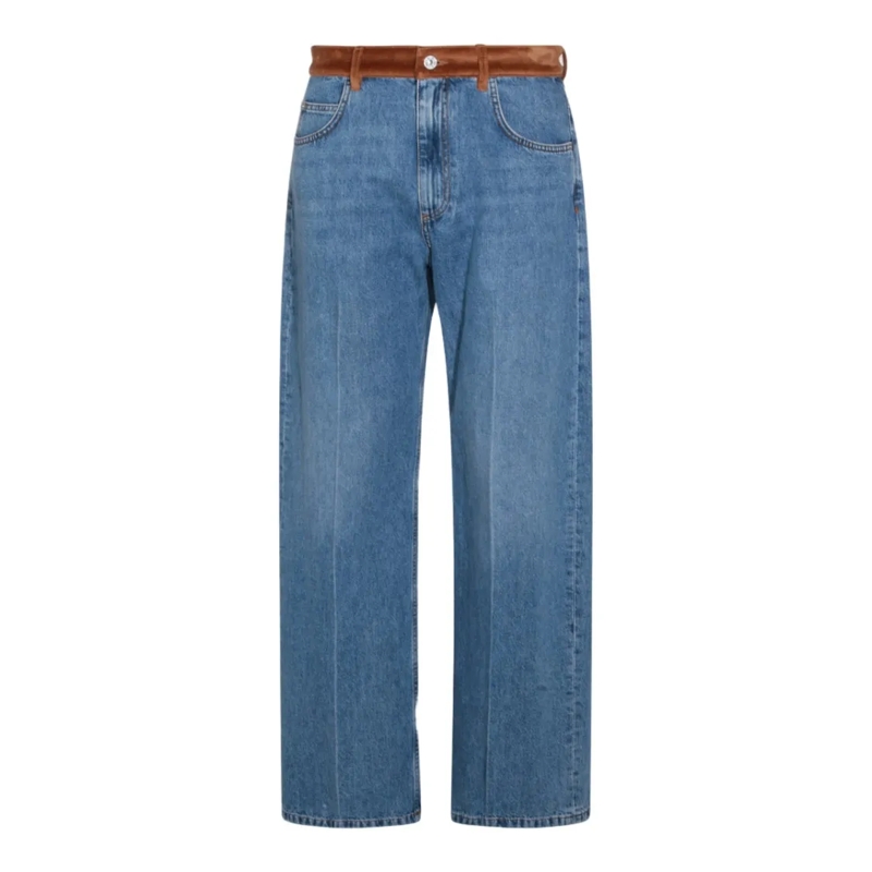 Marni Jeans Straight-Leg Blue Denim Jeans With Suede Waistband Blue