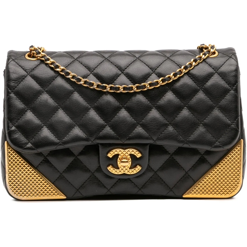Chanel Sac à bandoulière Quilted Calfskin Rock The Corner Flap schwarz