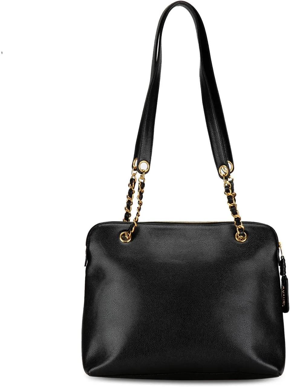 Chanel Hobo bags Caviar Front Pocket Chain Tote in zwart