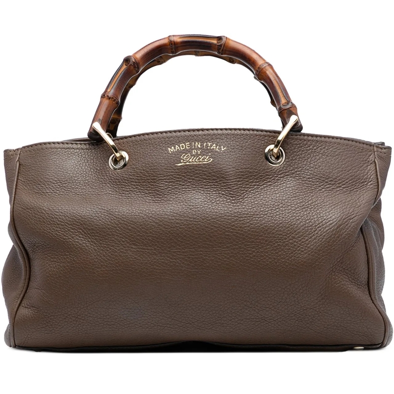 Gucci Sac à bandoulière Medium Calfskin Bamboo Shopper Satchel braun