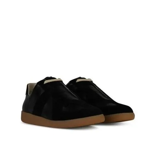 Maison Margiela Black Leather Low Replica Sneakers Black sneaker basse