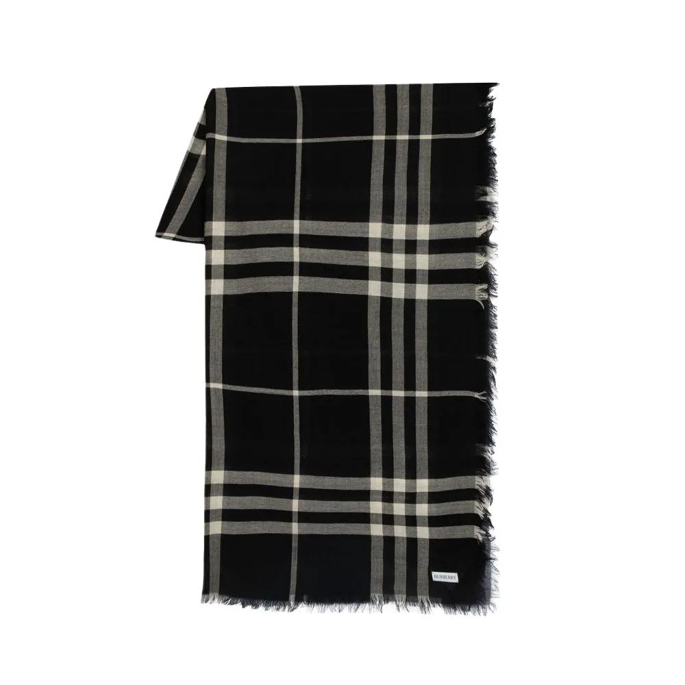 Burberry Tücher & Schals - Giant Check Scarf - Wool - Black - Gr. unisize - in Schwarz - für Damen