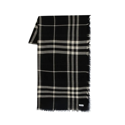 Burberry Giant Check Scarf - Wool - Black Black Tunn sjal