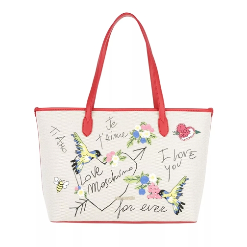 Love Moschino Je t aime Canvas Tote Rosso Draagtas