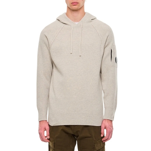 CP Company Hoodie Lambswool Grs Waffle Hooded Knit Grey