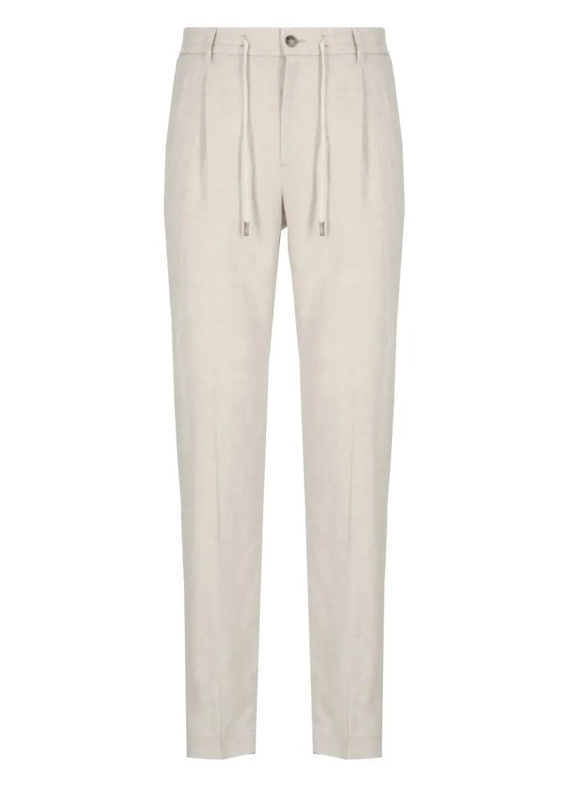 Thumbnail - Peserico - Beige Wool And Silk Trousers - Größe 50 - beige