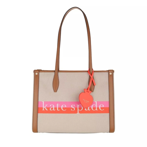 Kate Spade New York Market Striped Logo Canvas Medium Tote Pink Multi Shopping Bag