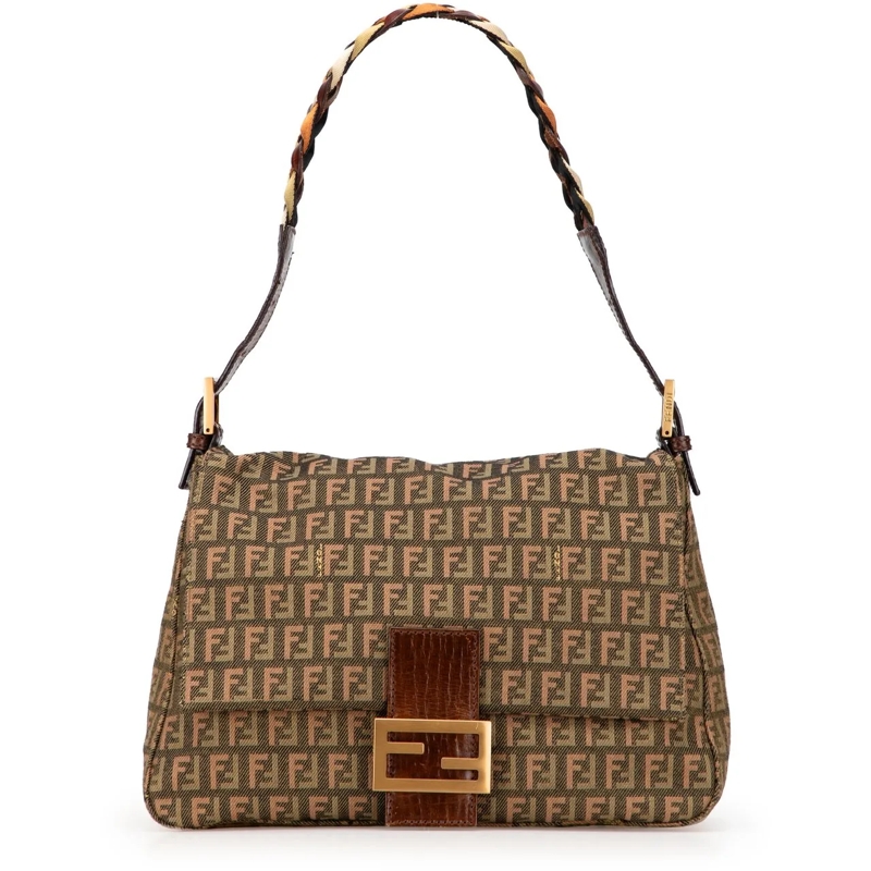 Fendi Schultertasche Multicolor Zucchino Canvas Mamma Forever braun