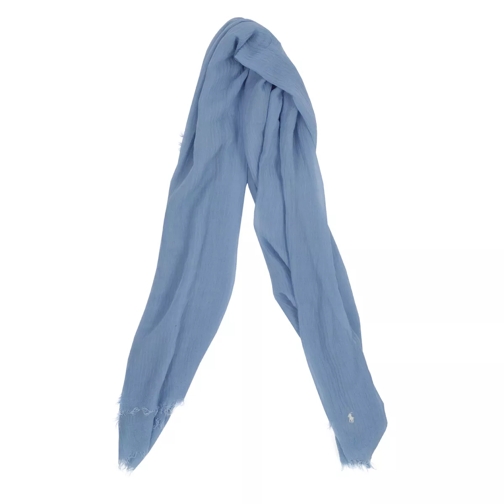 Polo Ralph Lauren Solid Signature Scarf Dress Shirt Blue Écharpe en laine