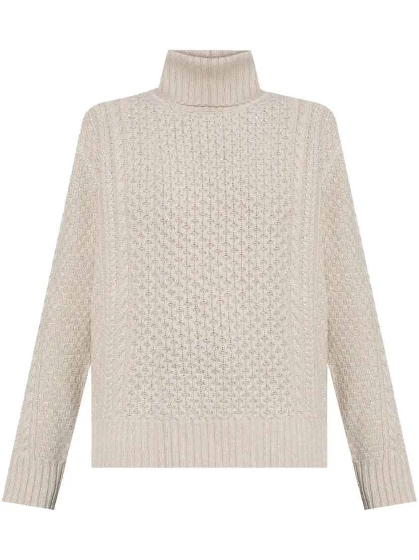 Thumbnail - Fabiana Filippi - Light Grey Turtleneck Sweater - Größe 40 - grau
