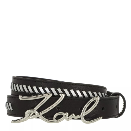 Karl Lagerfeld Signature Special Belt  Black/Silver Ledergürtel