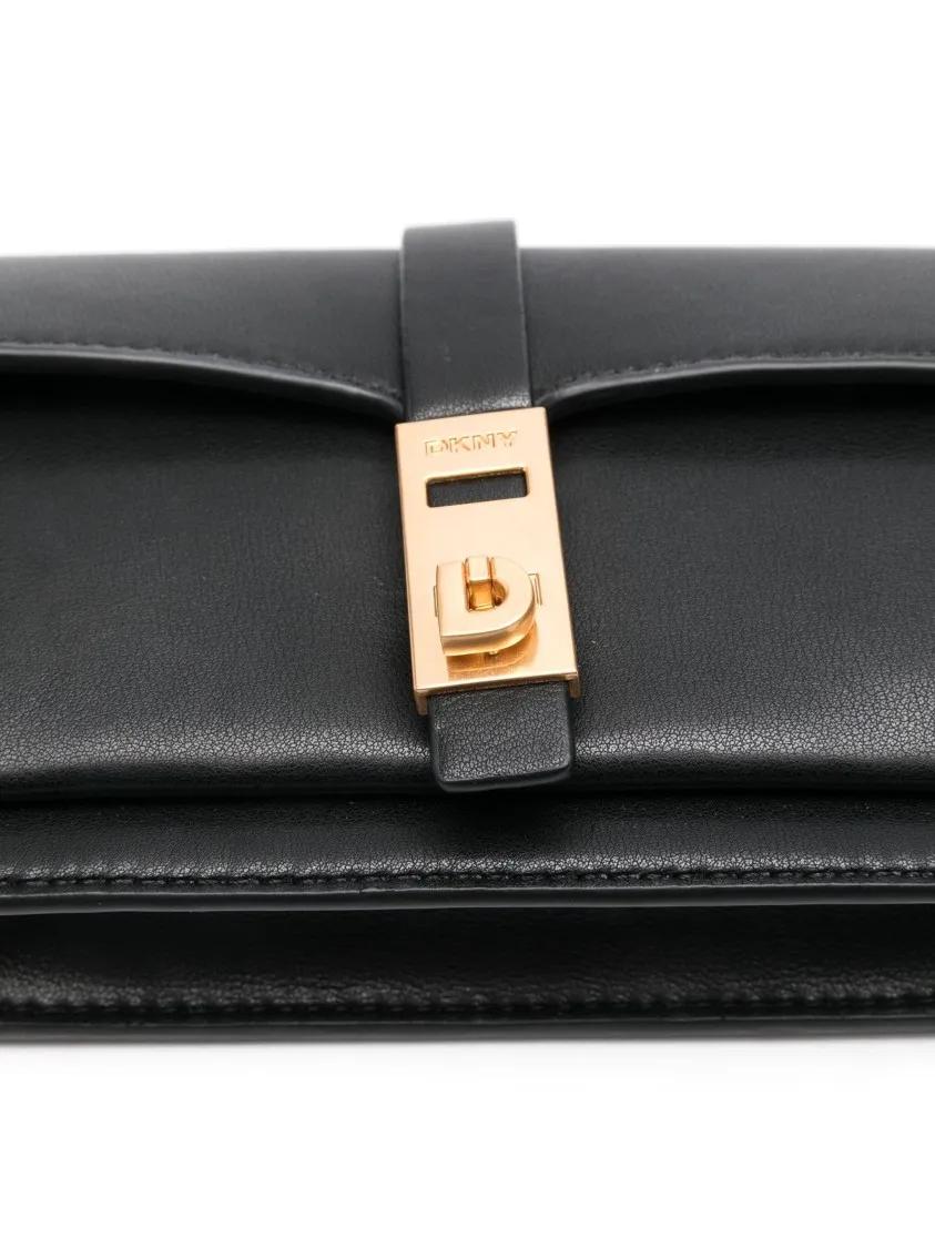 DKNY Zwarte Leren Casual Clutch Tas Black Dames