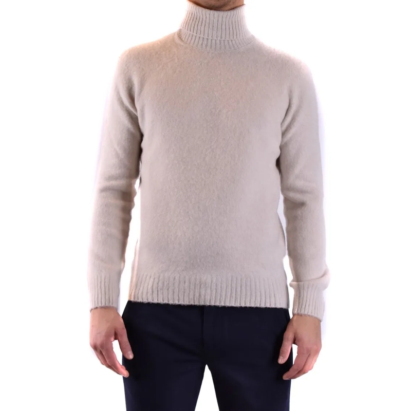 Tagliatore Pullover High-Neck Ribbed Knit Sweater With Tailored Fit Grey